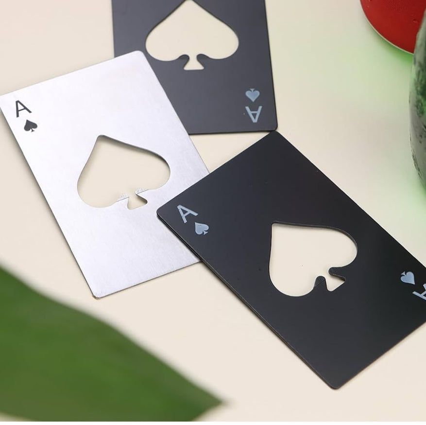 Ace of Spades Bottle Opener ā Poker Card Stainless Steel Credit Card Opener, Slim Wallet Beer Opener, Wedding Party Favor Gift