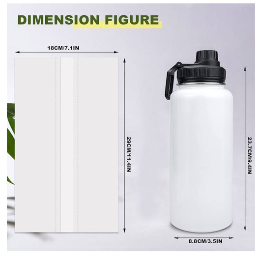 32oz Stainless Steel Sublimation Sports Water Bottle – Insulated Thermos Mug with Wide Mouth Lid, Heat Transfer Shrink Wrap Film