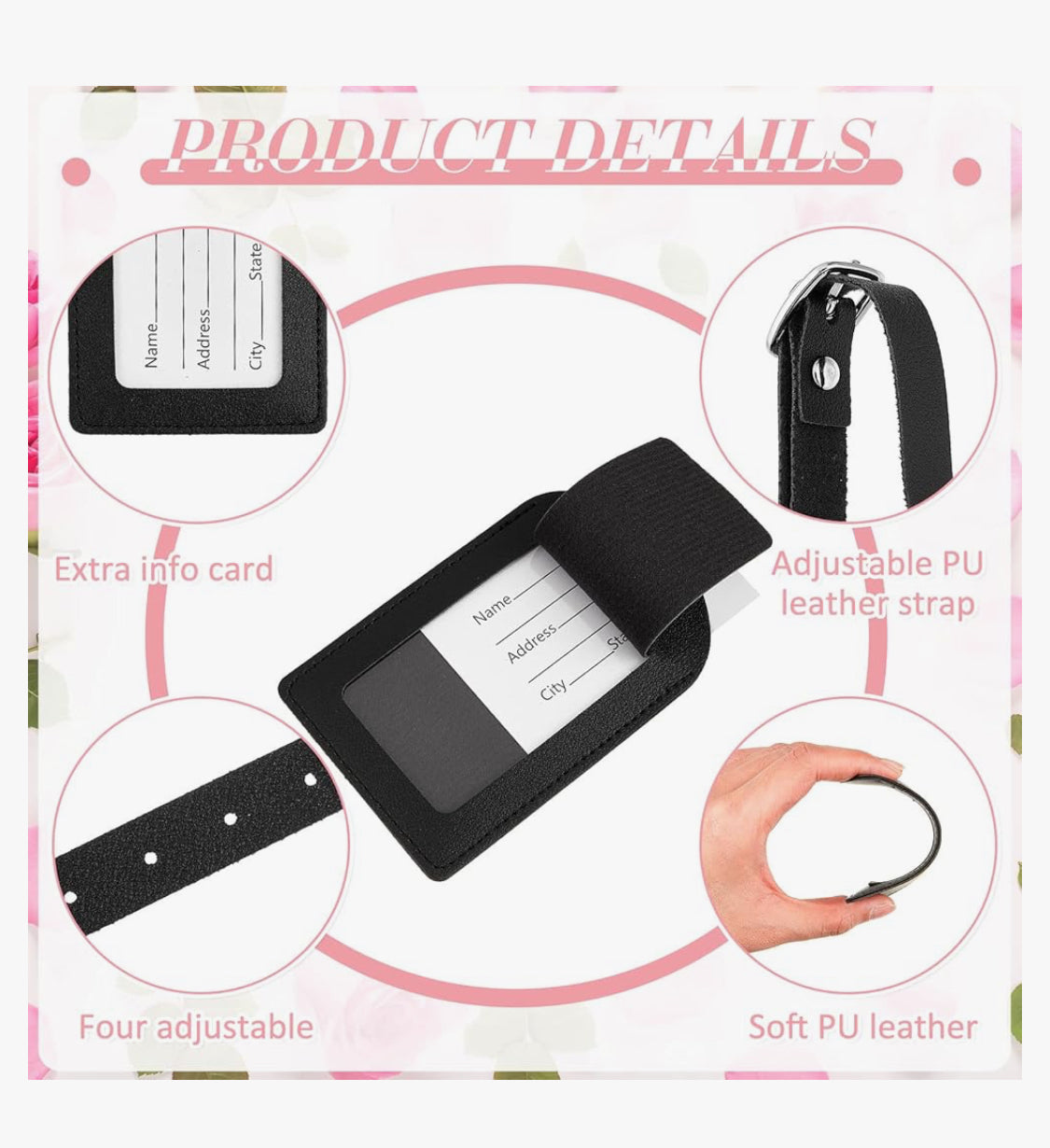 Leather Luggage Tag with Privacy Cover ā Durable PU Suitcase ID Holder, Travel Bag Tag, Adjustable Strap, Bulk Options for Baggage