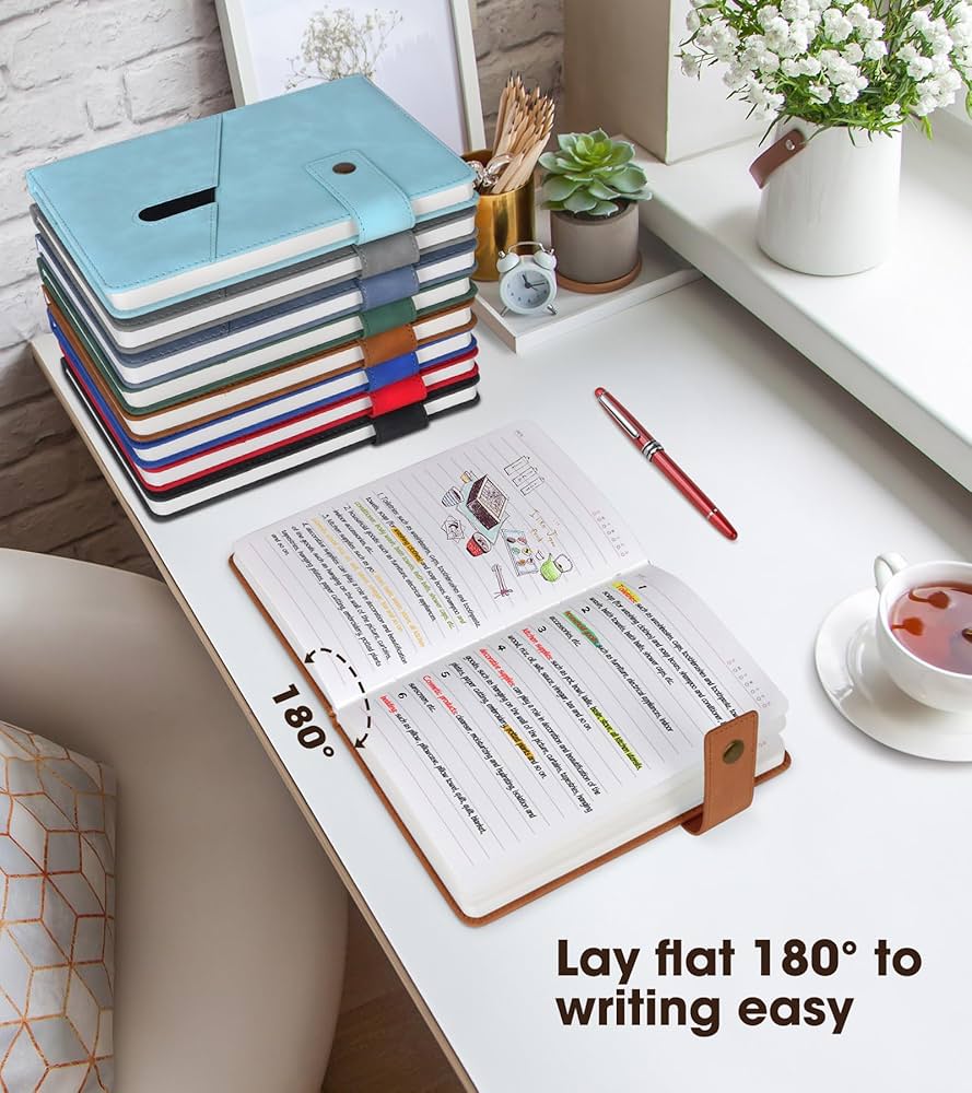 A5 Leather Journal Notebook Set with Pen & Gift Box – 100gsm Thick Ruled Paper for Writing, Travel & Work (5.9" x 8.4")