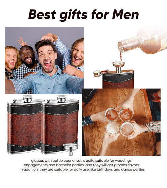 Custom Leather Wrapped Flask – 8oz Stainless Steel Leakproof Design