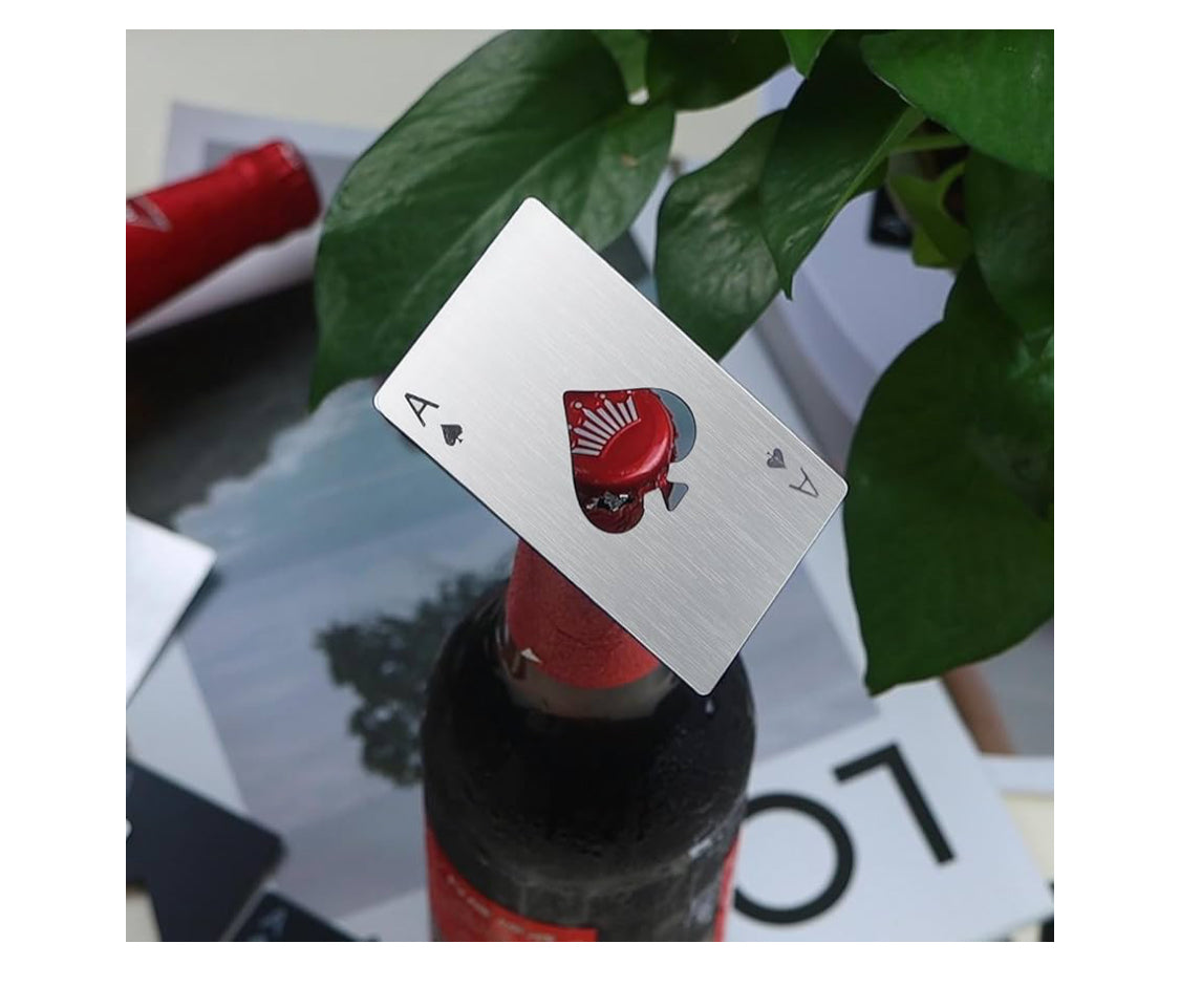 Ace of Spades Bottle Opener ā Poker Card Stainless Steel Credit Card Opener, Slim Wallet Beer Opener, Wedding Party Favor Gift