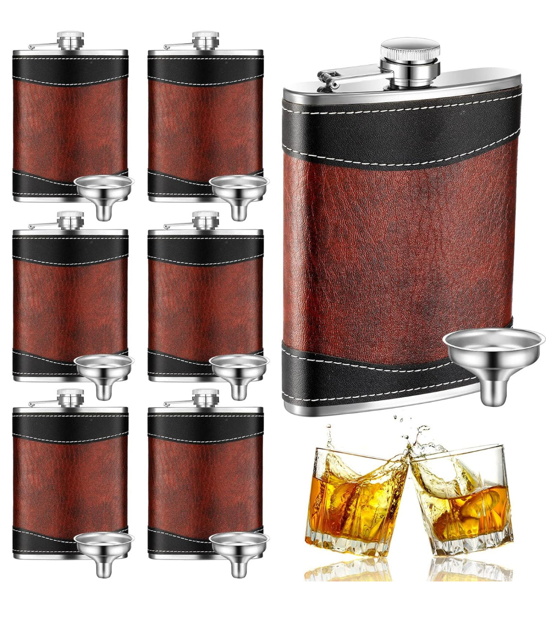 Custom Leather Wrapped Flask – 8oz Stainless Steel Leakproof Design