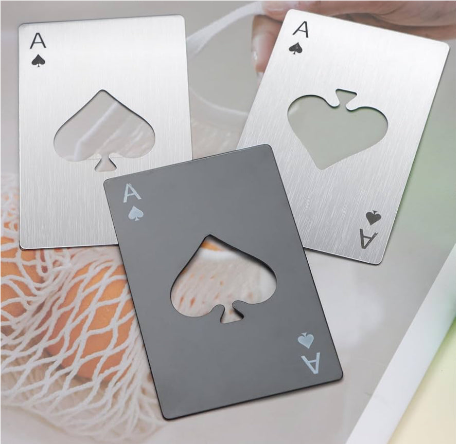 Ace of Spades Bottle Opener ā Poker Card Stainless Steel Credit Card Opener, Slim Wallet Beer Opener, Wedding Party Favor Gift
