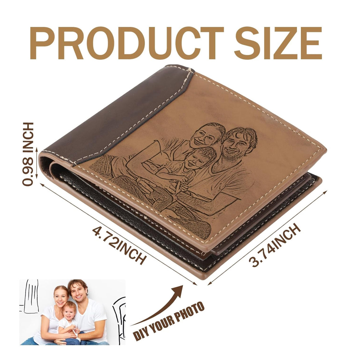 ENGRAVEABLE LEATHER BIFOLD WALLET