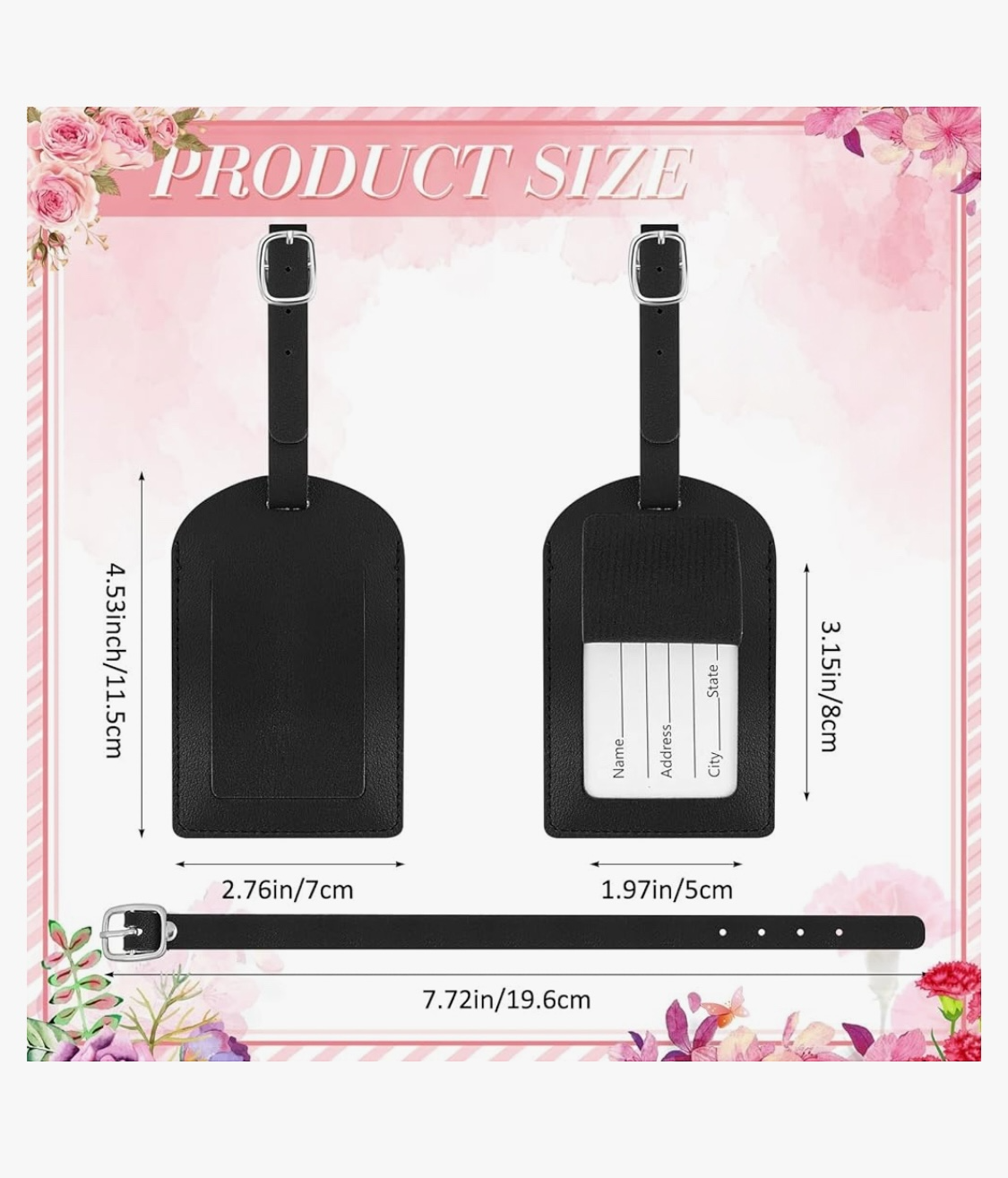 Leather Luggage Tag with Privacy Cover ā Durable PU Suitcase ID Holder, Travel Bag Tag, Adjustable Strap, Bulk Options for Baggage