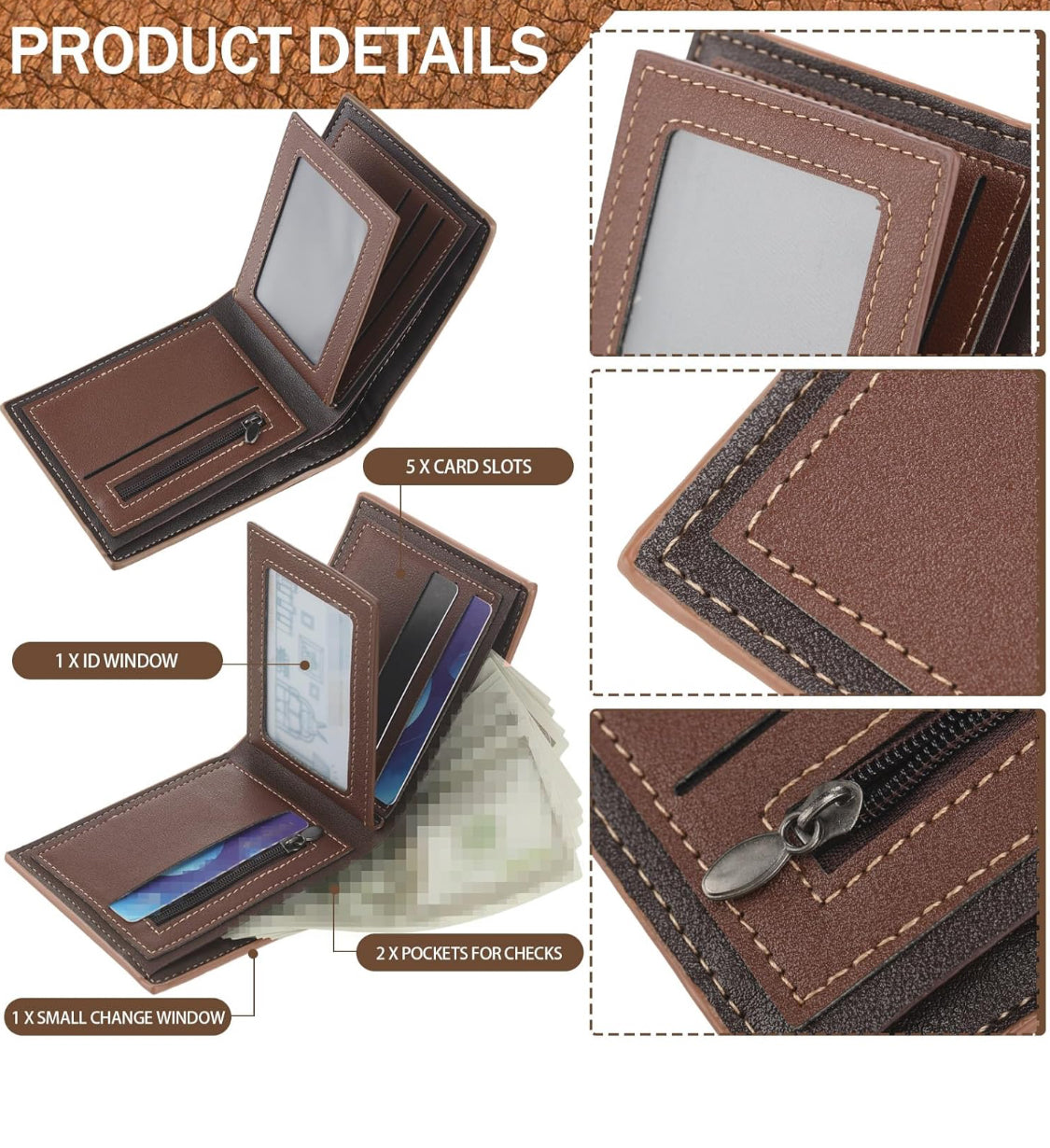 ENGRAVEABLE LEATHER BIFOLD WALLET