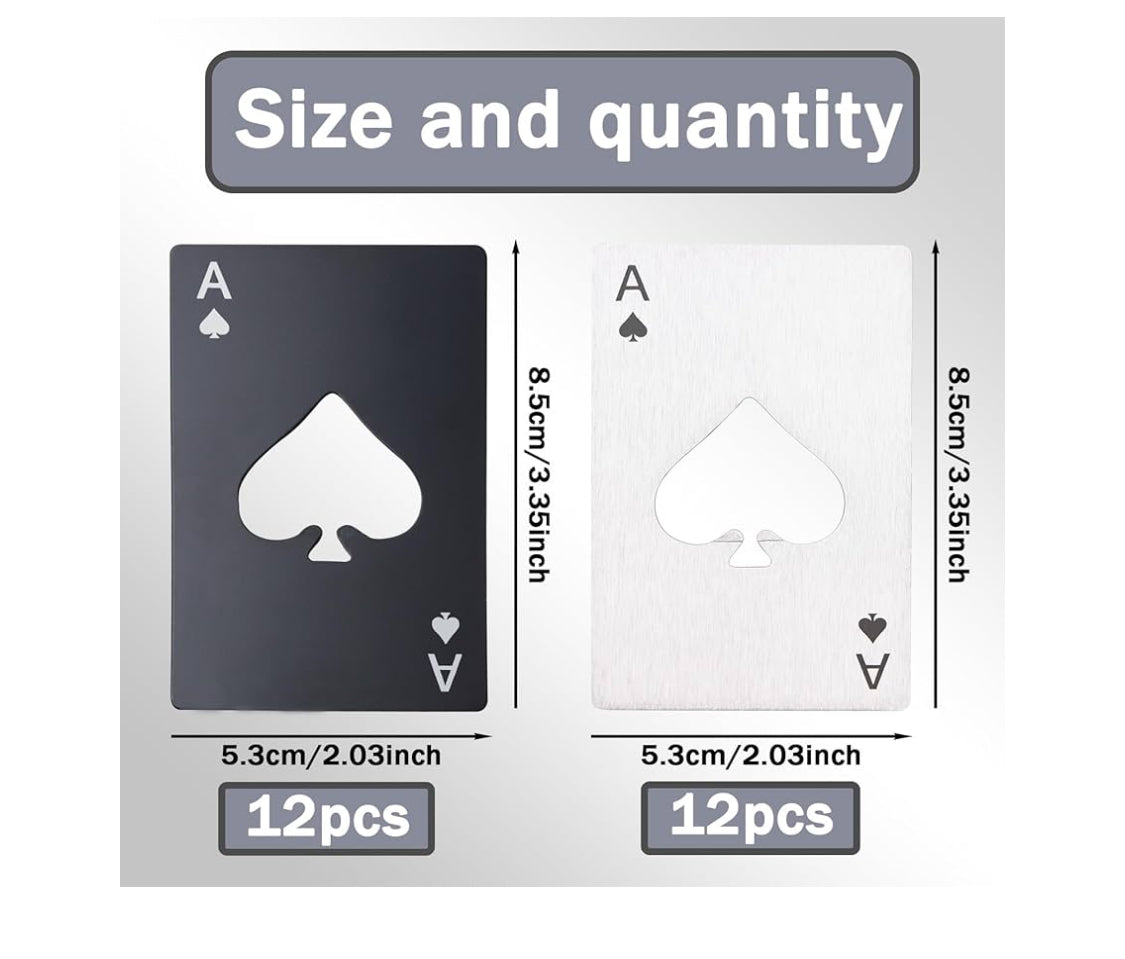 Ace of Spades Bottle Opener ā Poker Card Stainless Steel Credit Card Opener, Slim Wallet Beer Opener, Wedding Party Favor Gift