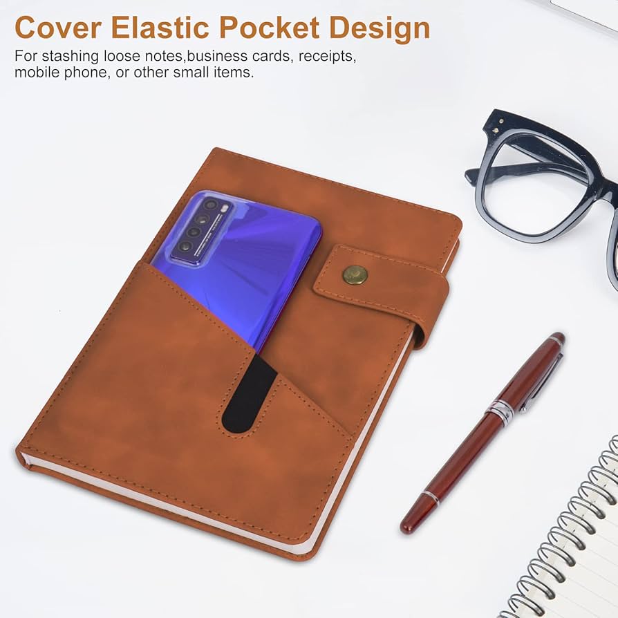 A5 Leather Journal Notebook Set with Pen & Gift Box – 100gsm Thick Ruled Paper for Writing, Travel & Work (5.9" x 8.4")