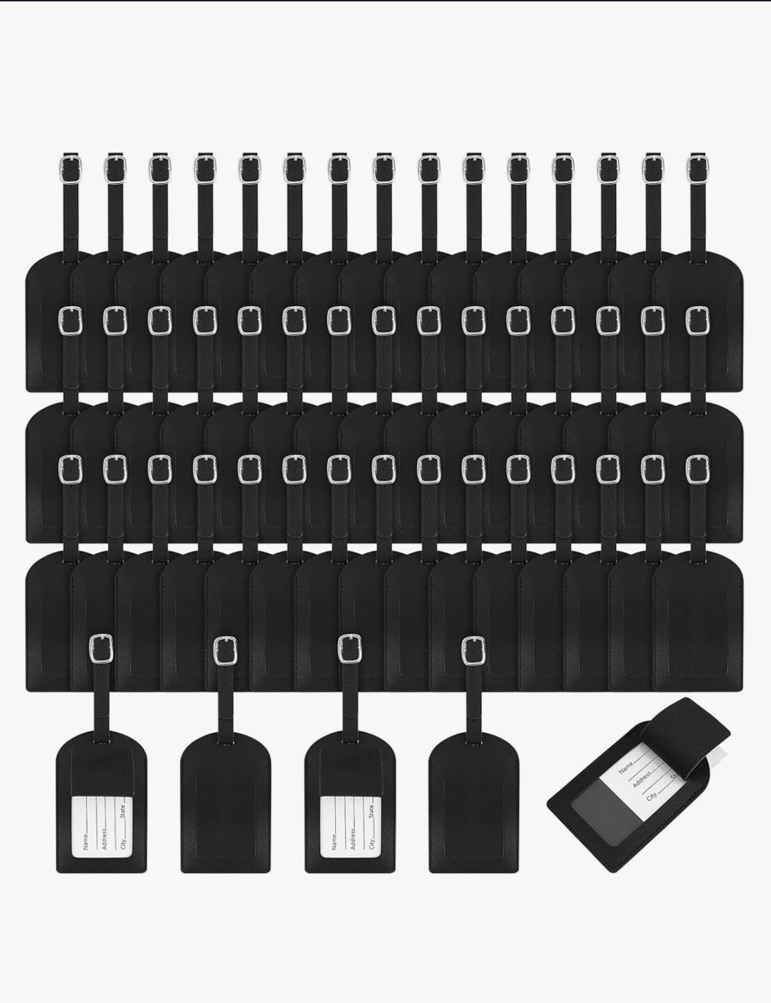 Leather Luggage Tag with Privacy Cover ā Durable PU Suitcase ID Holder, Travel Bag Tag, Adjustable Strap, Bulk Options for Baggage