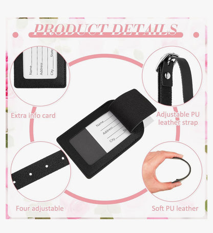 Leather Luggage Tag with Privacy Cover – Durable PU Suitcase ID Holder, Travel Bag Tag, Adjustable Strap, Bulk Options for Baggage