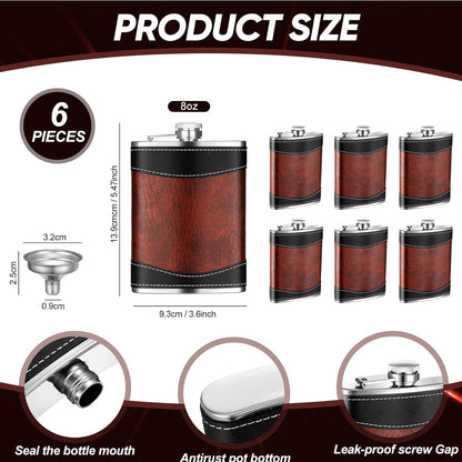 Custom Leather Wrapped Flask – 8oz Stainless Steel Leakproof Design
