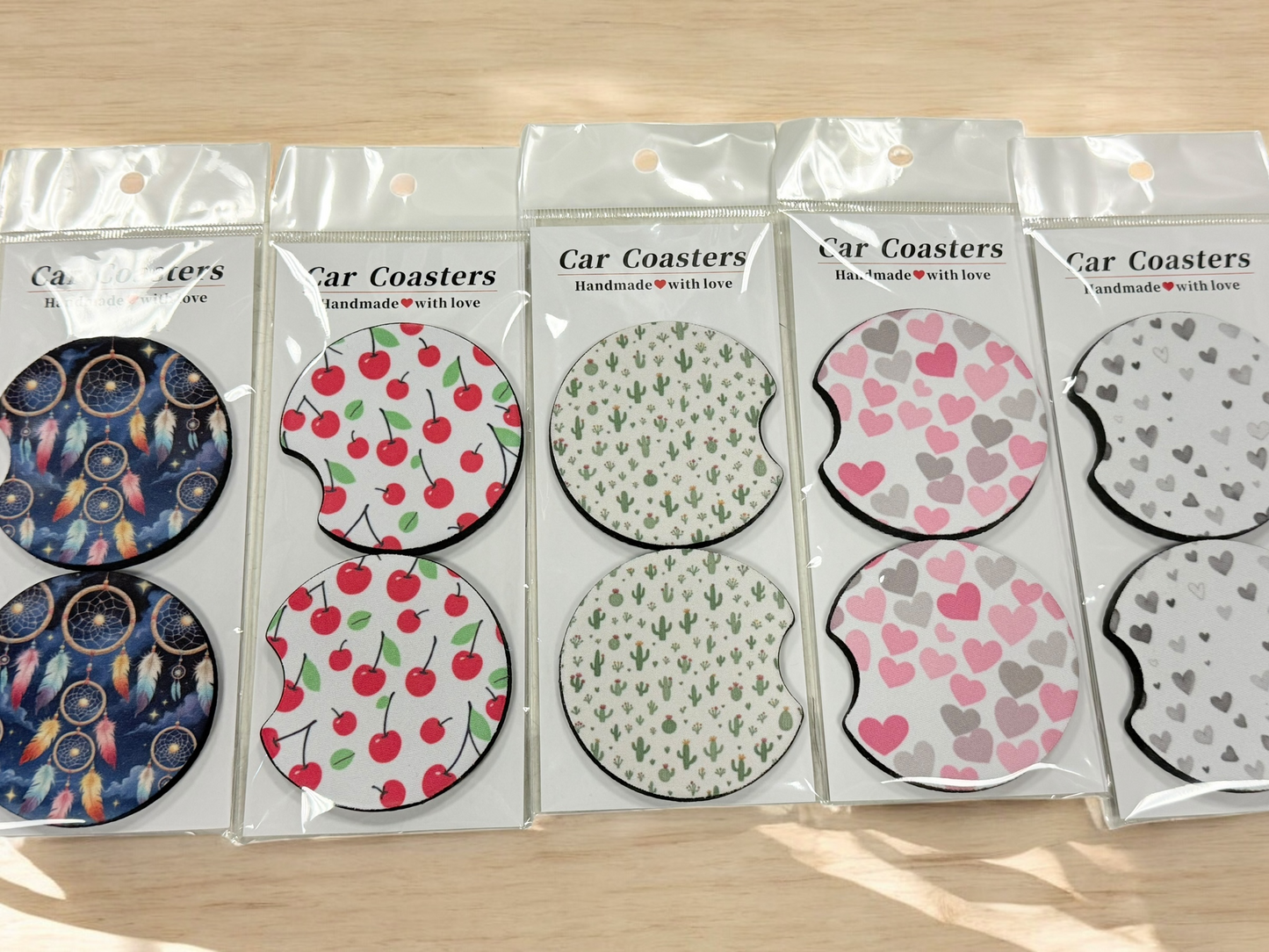 SOFT CAR COASTERS Size: 2.75" Diameter/ 1/4" Thickness (Neoprene Material) 2-pack