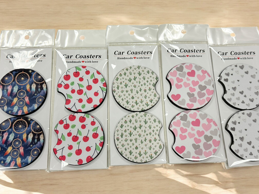 SOFT CAR COASTERS Size: 2.75" Diameter/ 1/4" Thickness (Neoprene Material) 2-pack