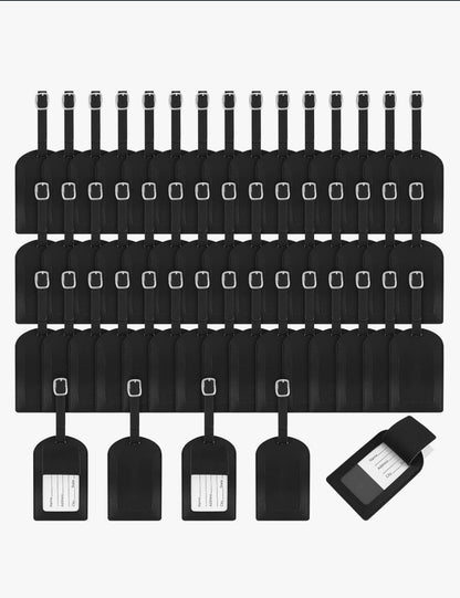 Leather Luggage Tag with Privacy Cover – Durable PU Suitcase ID Holder, Travel Bag Tag, Adjustable Strap, Bulk Options for Baggage