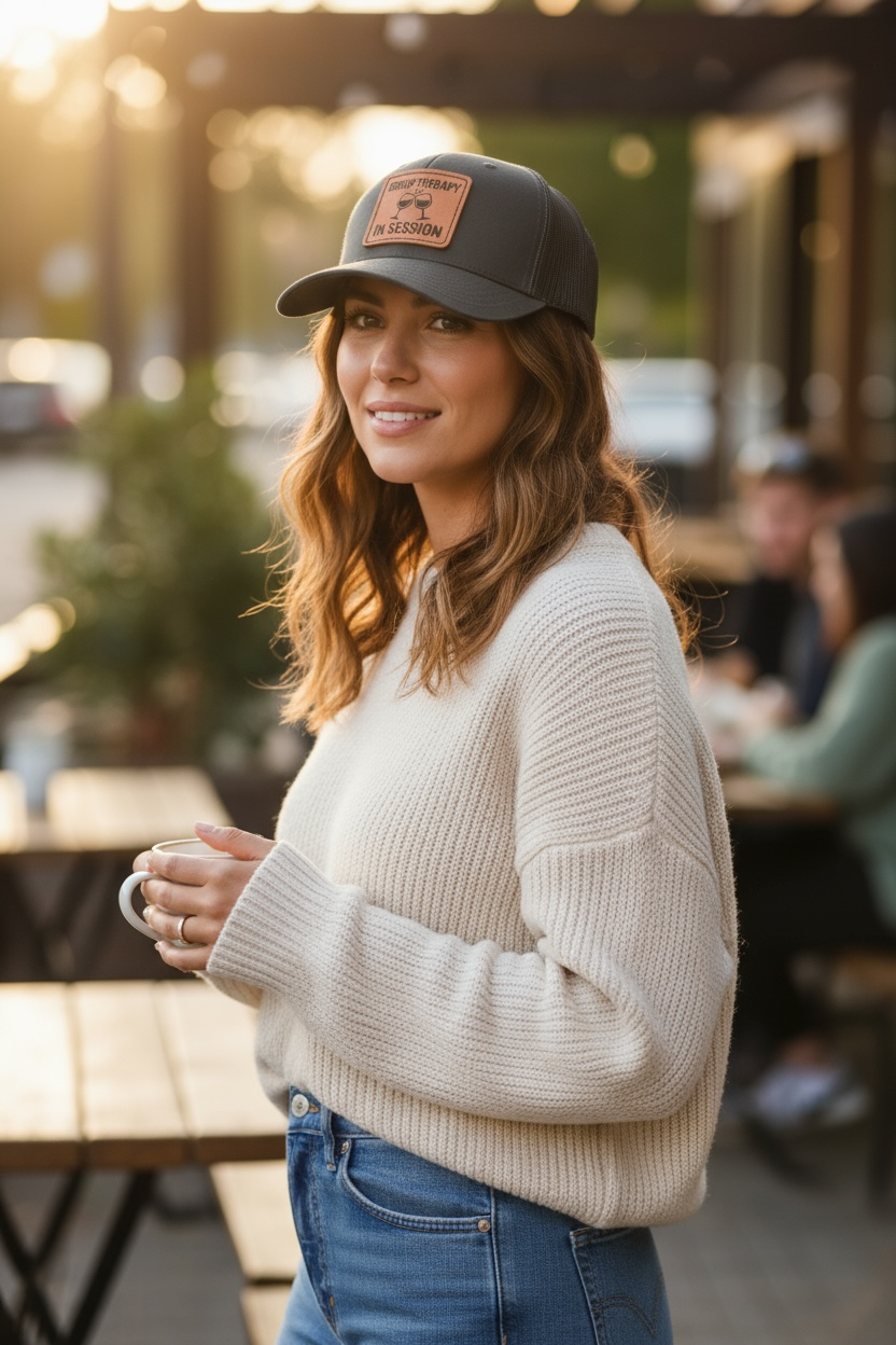 Customizable Leather Patch Adjustable Trucker Hat – Personalized Laser Engraved Snapback Cap, Custom Logo Hat for Men & Women