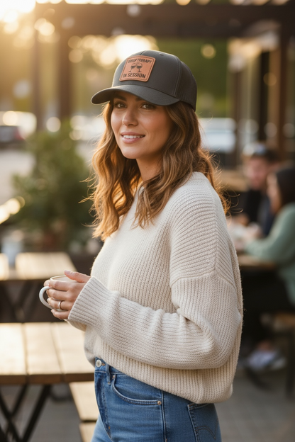 Customizable Leather Patch Adjustable Trucker Hat – Personalized Laser Engraved Snapback Cap, Custom Logo Hat for Men & Women